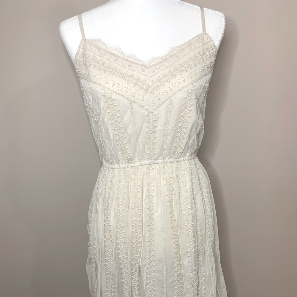 A&F lace bead cream dress
